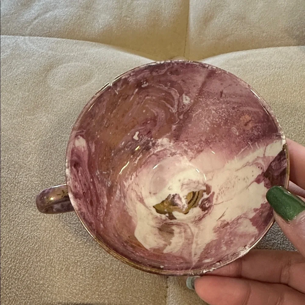 Sascha Brastoff Sacha Surf Ballet Pink Gold Teacup Tea Cup saucer Plate
